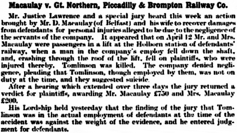 Railway magazine brief report on the accident published in December 1908.