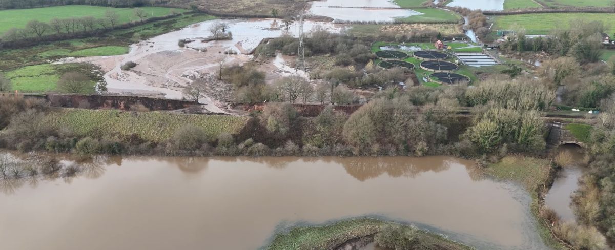 Aerial view of the canal showing the extent of the damage done by the canal breach.