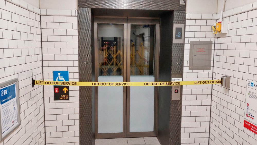 As of 25th April the lift lobby now has a tape across the doors saying 'Lift out of service.'